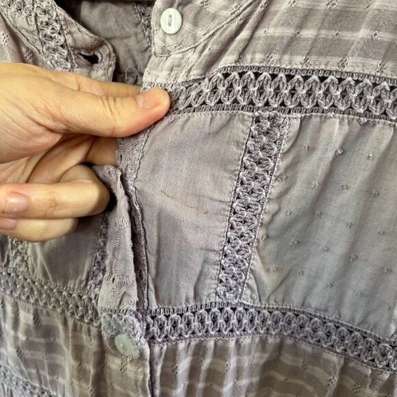 Dylan Los Angeles Pale Purple Blouse Lace‎ Boho Peasant Long Sleeve - Picture 5 of 12